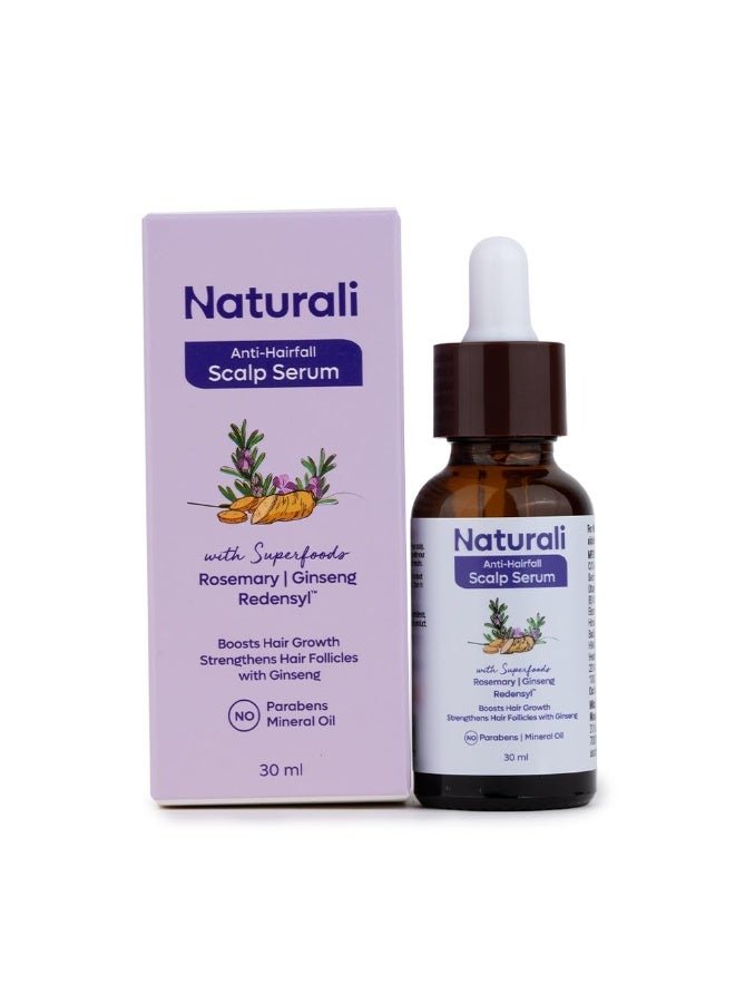 Naturali Anti-Hairfall Scalp Serum With Rosemary, Ginseng & Redensyl | Boosts Hair Growth | Strengthen Hair Follicles | Paraben-free | Best Anti-Hairfall Serum | 30ml - Image 1